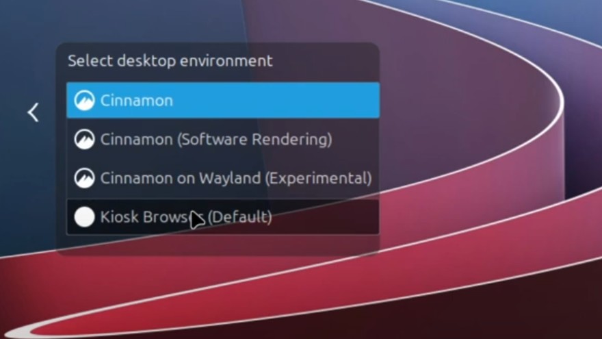 image of Mint's desktop session menu