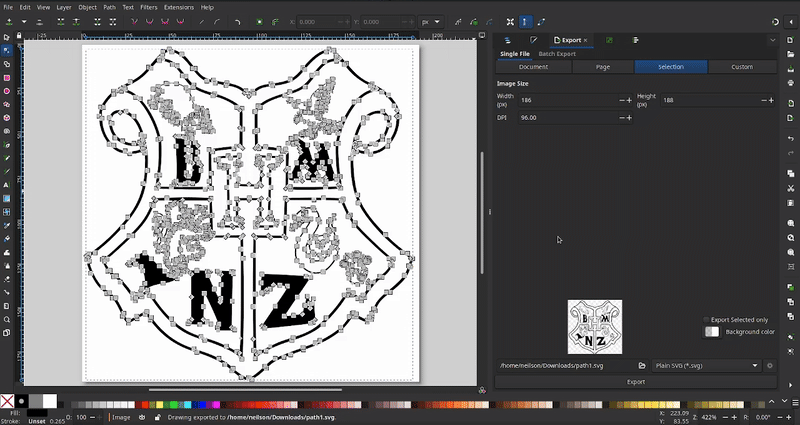 Using the Break Paths tool in Inkscape