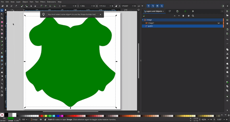 Creating circles and combining paths in Inkscape