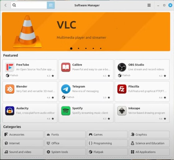 image of Linux Mint software center